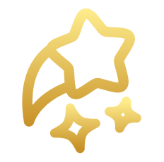 Gold Shooting Stars Outline Icon